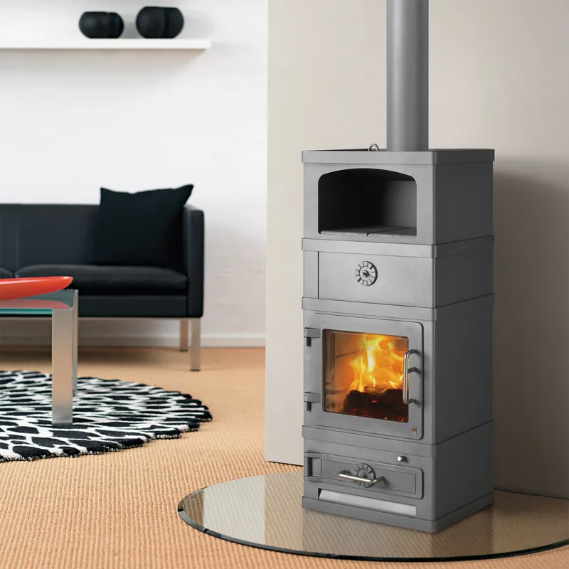 Angebot Lotus 2060 Kaminofen mit Warmhaltefach Grau, Rauchabgang oben