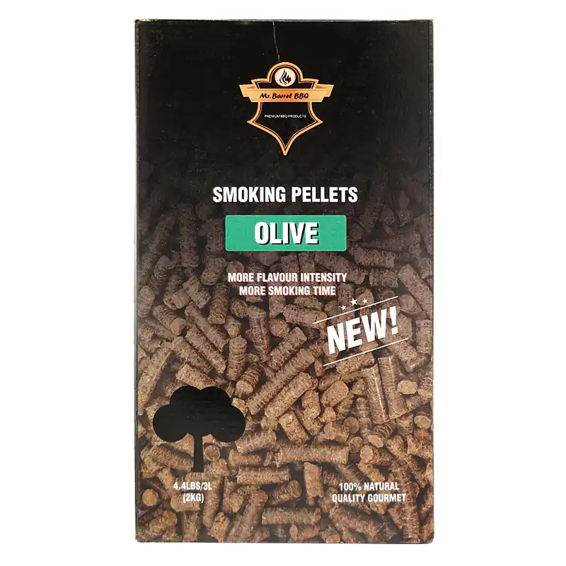 Neu Im Sortiment Mr. Barrel BBQ Smoking Pellets L Olive, 2 kg
