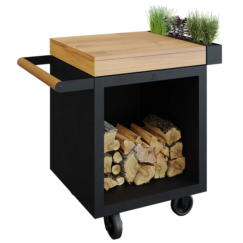 Knallerangebot OFYR Sockel Black 65 PRO mit Arbeitsplatte Teakholz