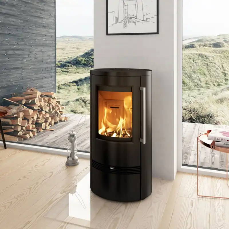 Ausverkauf TermaTech TT21RL Kaminofen Stahl Schwarz Rauchrohr oben