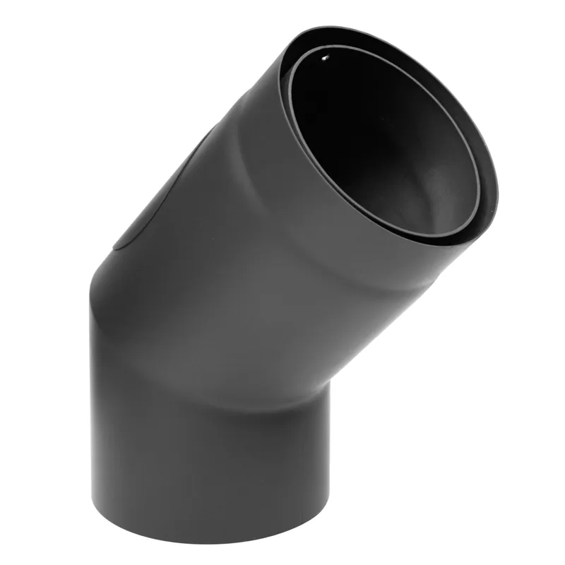 Knallerangebot Raik Izoker Rauchrohrbogen 150mm schwarz doppelwandig 45° mit Tür für Rauchrohr / Ofenrohr