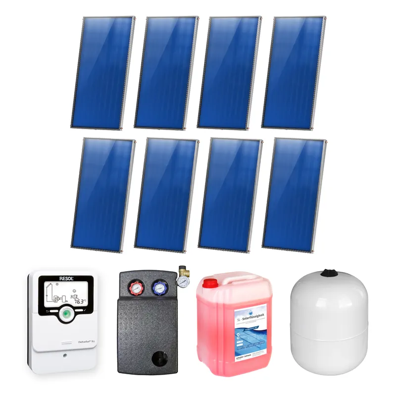 16,08 m² Sunex Flachkollektor-Set 7 8x AMP 2.0 Abverkauf