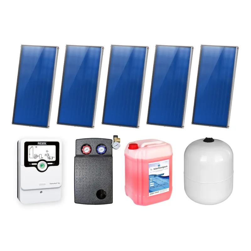 10,05 m² Sunex Flachkollektor-Set 4 5x AMP 2.0 Saisonangebot