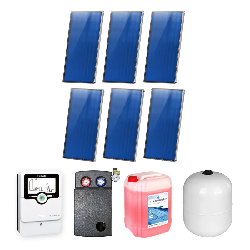 12,06 m² Sunex Flachkollektor-Set 5 6x AMP 2.0 Knallerangebot