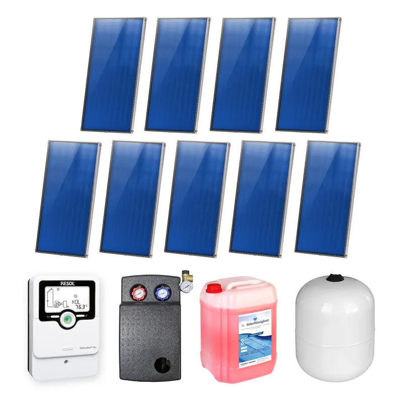 Saisonangebot 18,09 m² Sunex Flachkollektor-Set 8 9x AMP 2.0