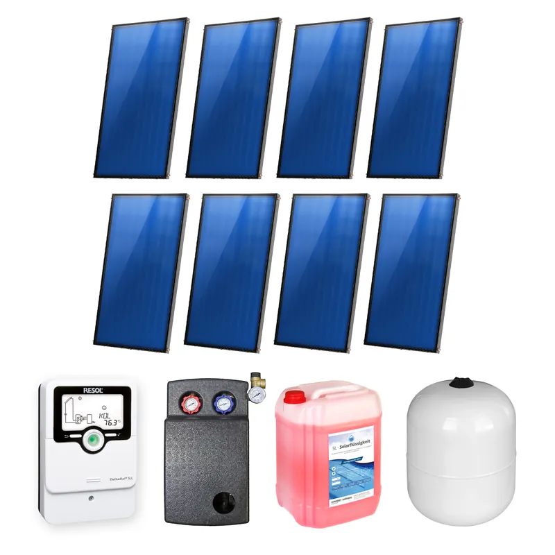 Neu Im Sortiment 16,08 m² Sunex Flachkollektor-Set 7 8x Basicx 2.0 4C