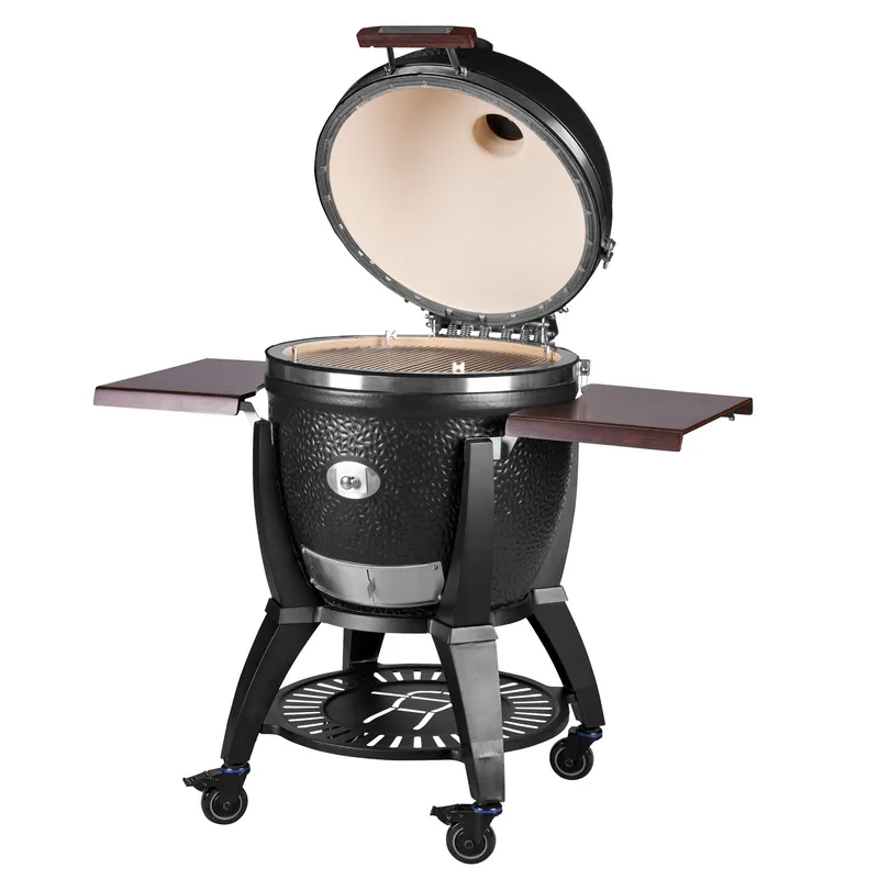 MONOLITH Avantgarde LeCHEF Keramikgrill Schwarz + Gestell mit Seitentischen Neue Kollektion