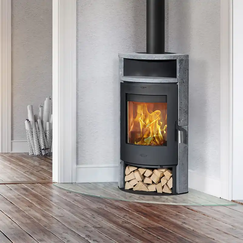 Fireplace Samba Eckkaminofen Stahl Schwarz Speckstein Geprüft
