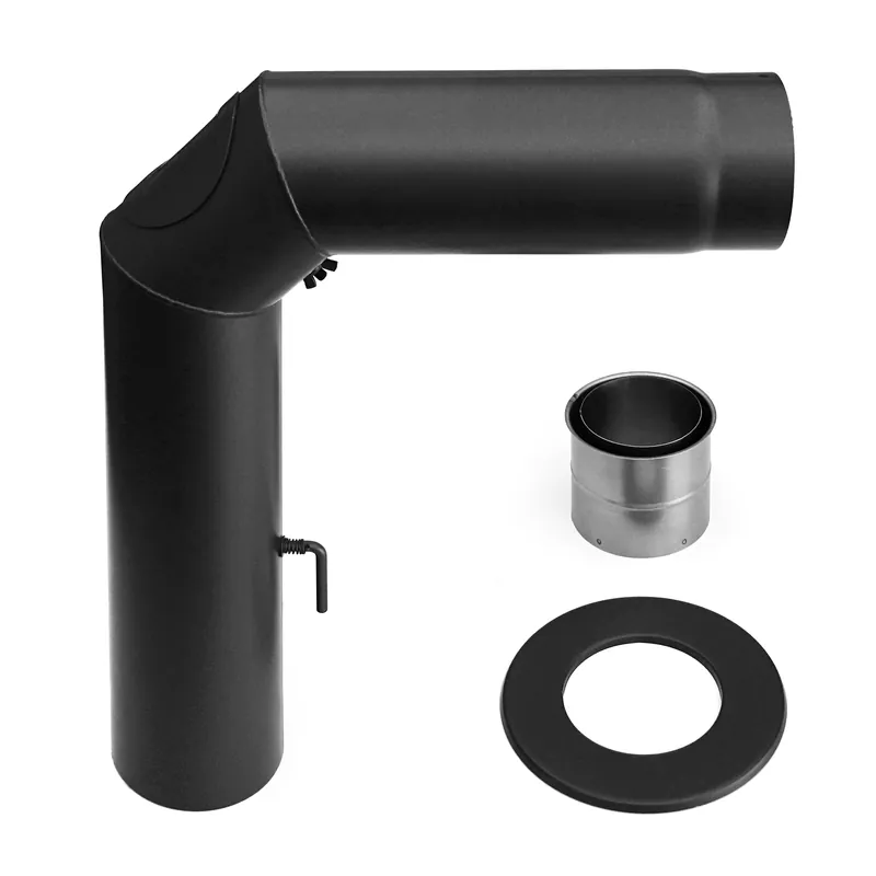 Raik Basic Rauchrohrbogen-Set 180mm schwarz geschweißt/eckig für Rauchrohr / Ofenrohr Sichere Zahlung