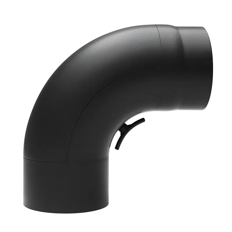 Nur Heute Raik Basic Rauchrohrbogen 130mm schwarz 90° gezogen mit Tür für Rauchrohr / Ofenrohr