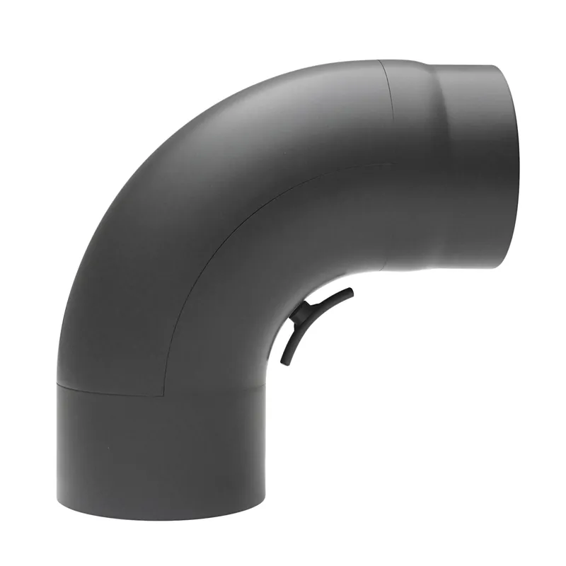 Sonderaktion Raik Basic Rauchrohrbogen 150mm gussgrau 90° gezogen mit Tür für Rauchrohr / Ofenrohr