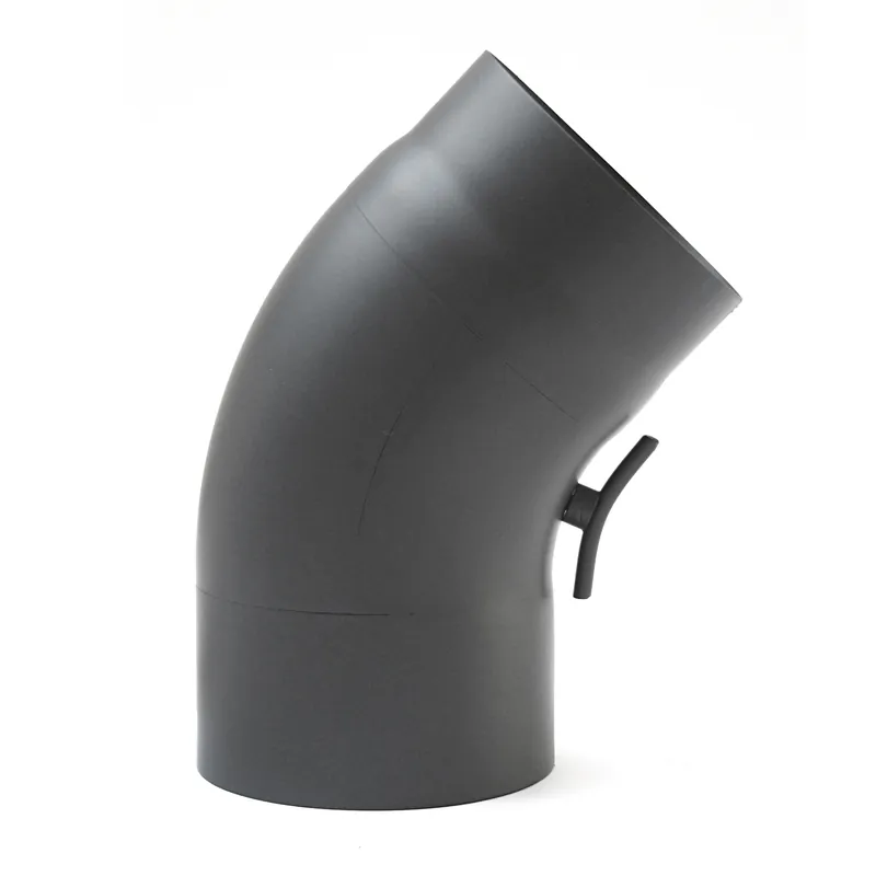 Raik Basic Rauchrohrbogen 150mm gussgrau 45° gezogen mit Tür für Rauchrohr / Ofenrohr Super-Preis