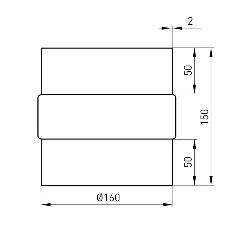 Abverkauf Raik Basic Adapter 160mm schwarz L 150mm für Rauchrohr / Ofenrohr