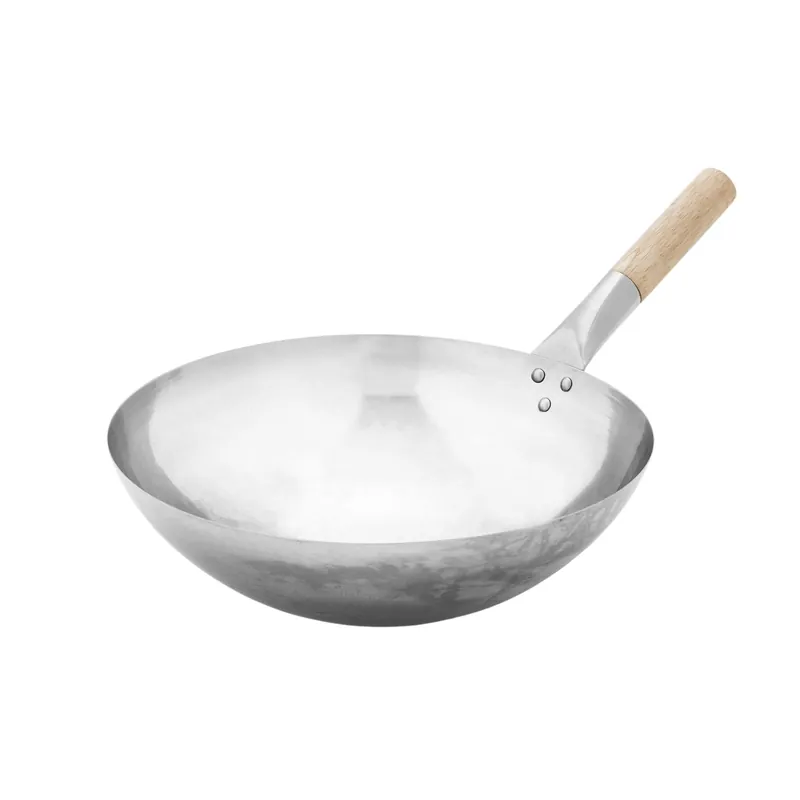 Thüros Wok aus Edelstahl mit Holzgriff Durchmesser 35 cm Sichere Zahlung