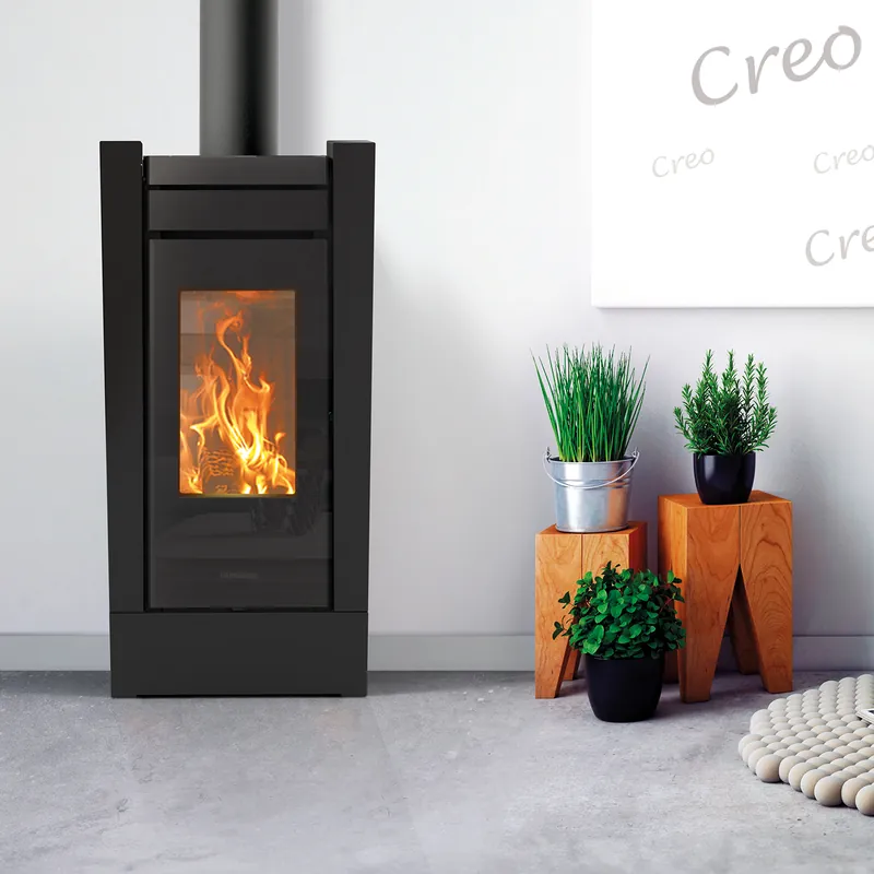 Kracherpreis Thermorossi Creo Wood Kaminofen Stahl Schwarz Matt