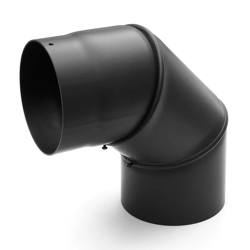 Raik Basic Rauchrohrbogen 130mm schwarz 0–90° ohne Tür für Rauchrohr / Ofenrohr Markenprodukt