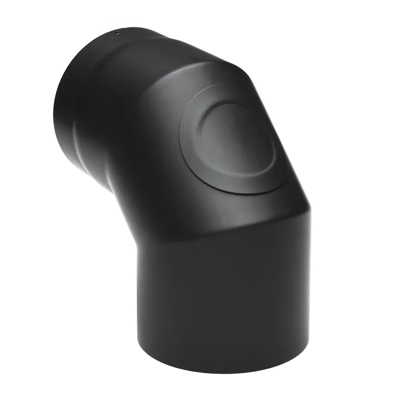 Zertifiziert Raik Basic Rauchrohrbogen 200mm schwarz 90° mit Tür für Rauchrohr / Ofenrohr