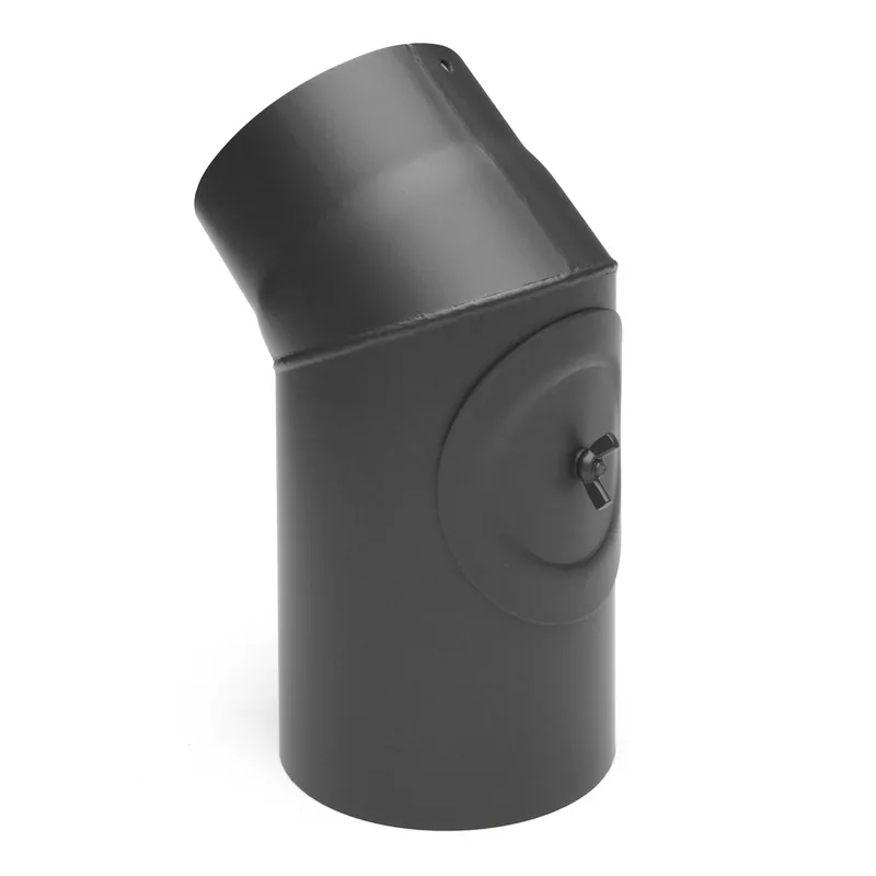 Abverkauf Raik Basic Rauchrohrbogen 130mm gussgrau 45° mit Tür für Rauchrohr / Ofenrohr