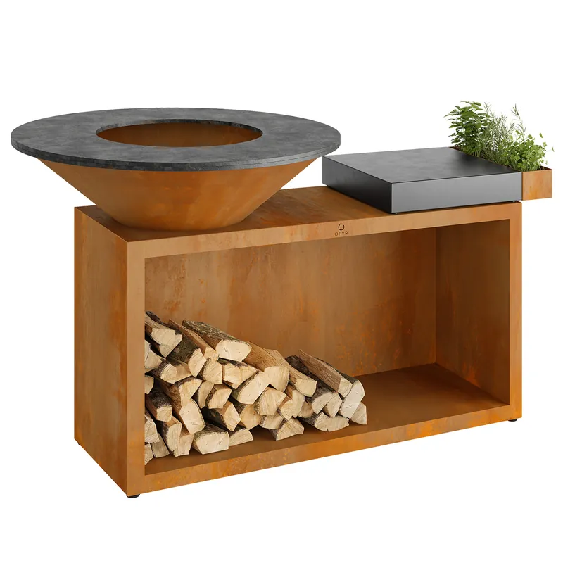 OFYR Island Corten 100 Grill & Feuerstelle mit Arbeitsplatte Keramik Heißes Angebot