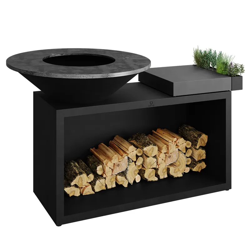 Jetzt Bestellen OFYR Island Black 100 Grill & Feuerstelle mit Arbeitsplatte Keramik