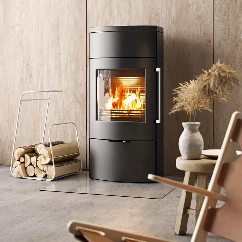 Günstig TermaTech TT80 Kaminofen Stahl Schwarz Rauchrohr oben / hinten