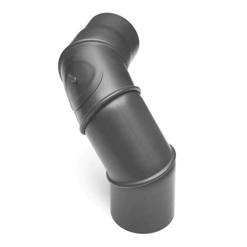 Markenprodukt Raik Basic Multibogen 120mm gussgrau mit Tür – 4teilig für Rauchrohr / Ofenrohr