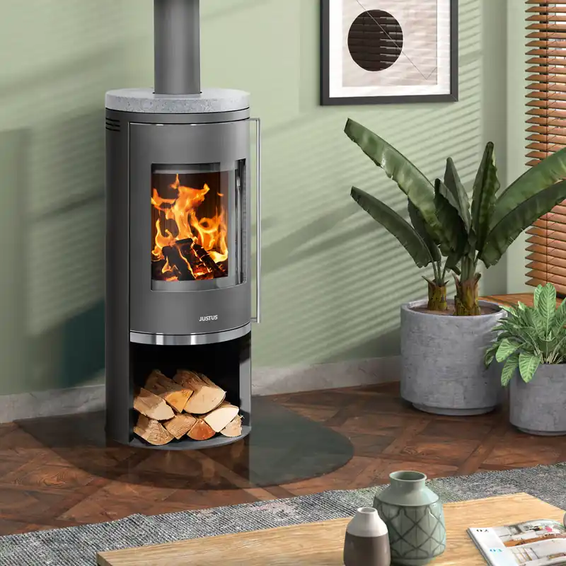 Justus Faro 2.0 Kaminofen Stahl Gussgrau mit Speckstein-Abdeckplatte Mega-Angebot