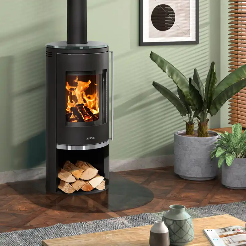Justus Faro 2.0 Kaminofen Stahl Schwarz mit Glas-Abdeckplatte Preisknaller