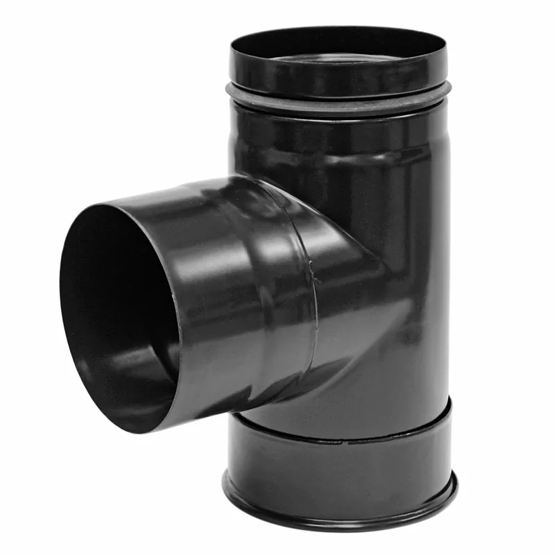 Raik Pelletrohr / Ofenrohr 120mm - Kapselknie ohne Dichtung (T-Stück) schwarz Geprüft
