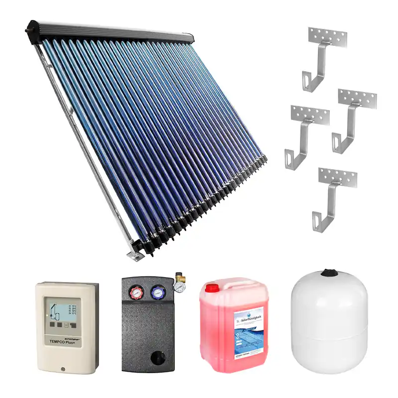 Neue Ware 10,11 m² Solarthermie-Set 2 - 2x Röhrenkollektor HP 30
