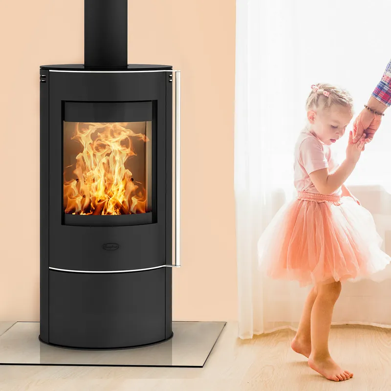 Fireplace Elite Angerona Kaminofen Stahl Schwarz mit Abdeckplatte Glas Neue Kollektion