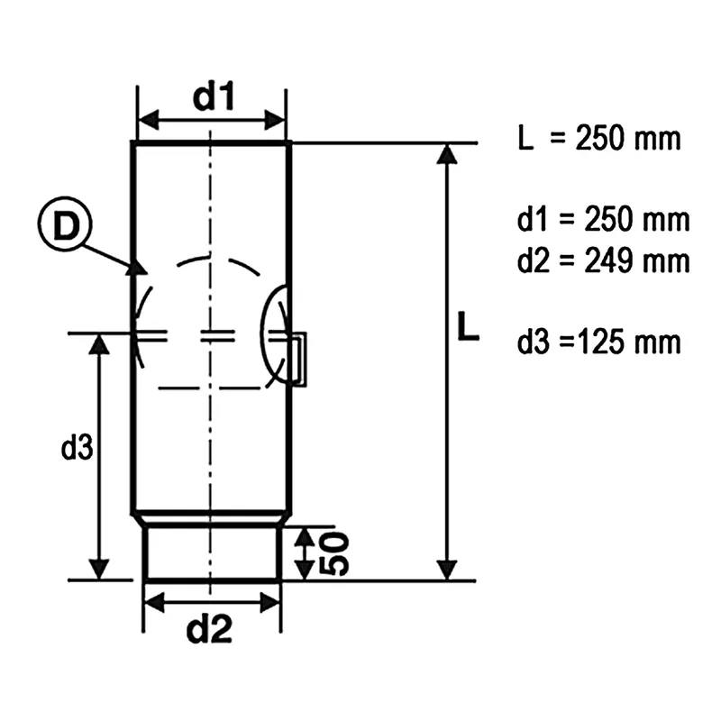 Sichere Zahlung Raik Basic Rauchrohr / Ofenrohr 250mm - 250mm mit Zugregulierung schwarz