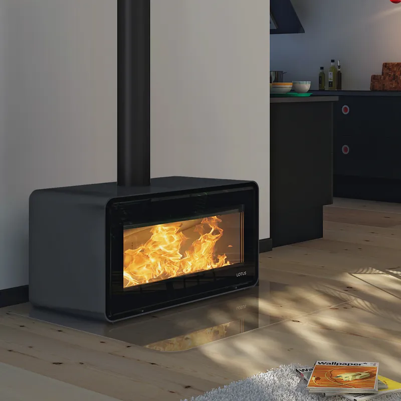 Abverkauf Lotus Living Kaminofen Ocean Dark, Rauchabgang oben