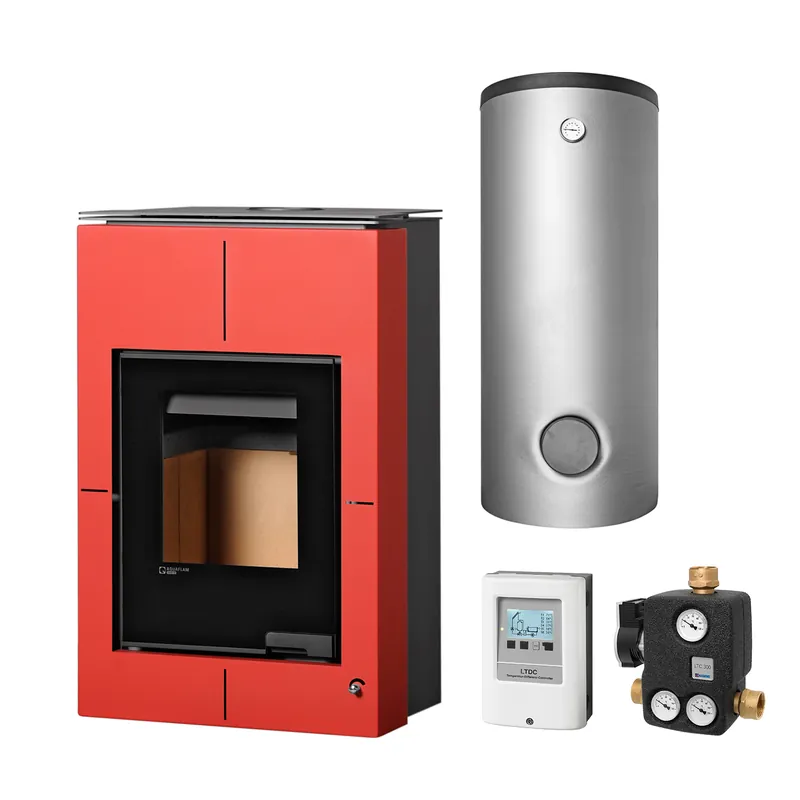 Markenware Aquaflam Vario Saporo 11 kW Basic Red Set + Kombispeicher THKE 600 + SWT