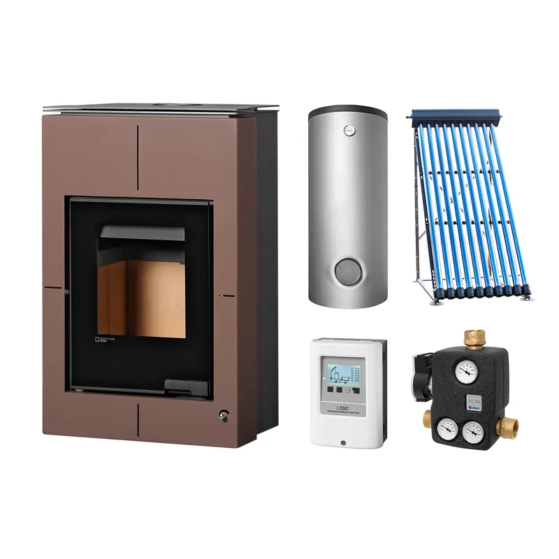 Aquaflam Vario Saporo Basic Brown Set + Solarthermie-Set 2 (11 m²) + Pufferspeicher TPSR 600 + SWT Jetzt Kaufen