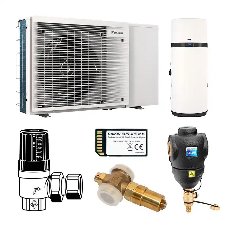 Letzte Chance DAIKIN Altherma 3 M Baugröße 4 Monoblock-Wärmepumpe 4,6 kW – Set für Fußbodenheizung mit Trinkwarmwasserbereitung über Brauchwasser-Wärmepumpe 200 L