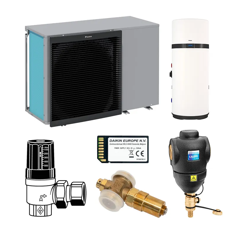 DAIKIN Altherma 3 M Baugröße 14 Monoblock-Wärmepumpe 12 kW – Set für Fußbodenheizung mit Trinkwarmwasserbereitung über Brauchwasser-Wärmepumpe 200 L Zertifiziert