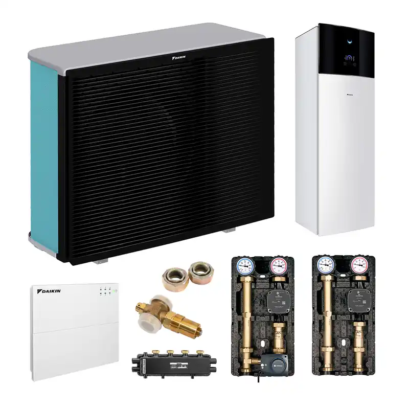 DAIKIN Altherma 3 H MT Baugröße 8 Hydrosplit-Wärmepumpe – Set 2 Heizkreise für Heizkörper und Fußbodenheizung mit Trinkwarmwasserbereitung 180 L Nur Für Kurze Zeit