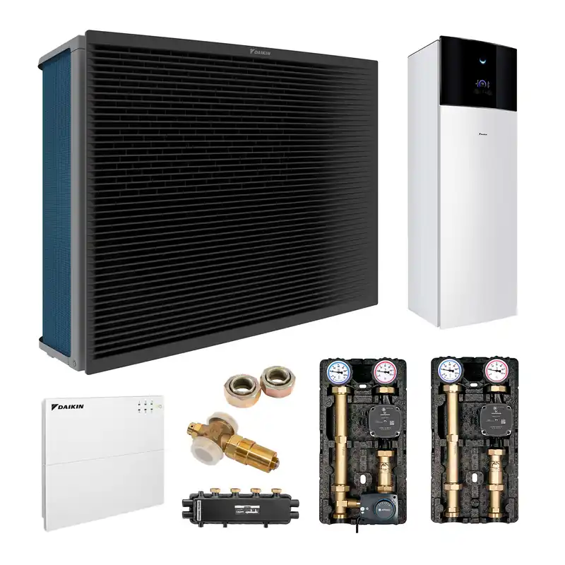 DAIKIN Altherma 3 H HT Baugröße 16 Hydrosplit-Wärmepumpe – Set 2 Heizkreise für Heizkörper und Fußbodenheizung mit Trinkwarmwasserbereitung 180 L Neu