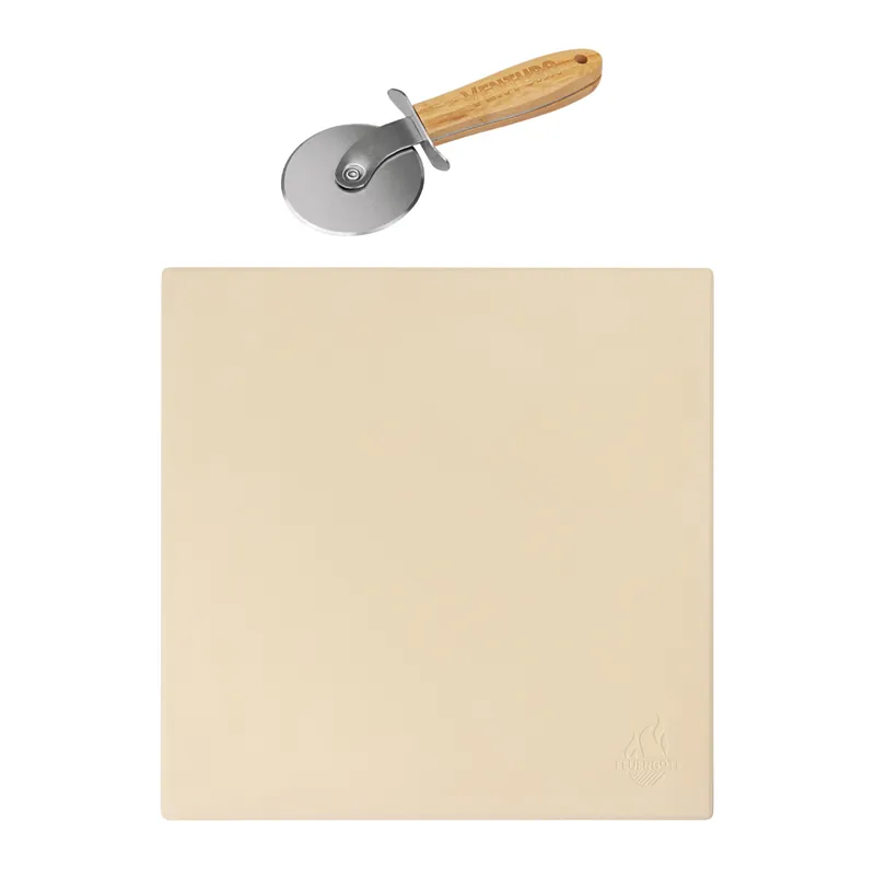 Expressversand FEUERGOTT Pizzastein eckig 33 x 33 cm + Ventura Pizzaschneider