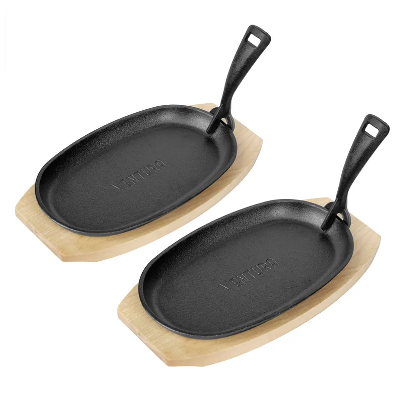 Ventura Gusspfannen + Holz-Untersetzer + Griff - 2er Set Meistverkauft