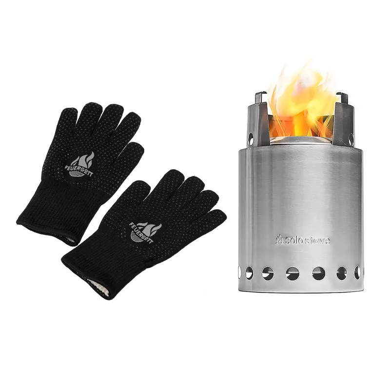 FEUERGOTT Grillhandschuhe silikonbeschichtet + Solo Stove Titan Campingkocher Finale Aktion
