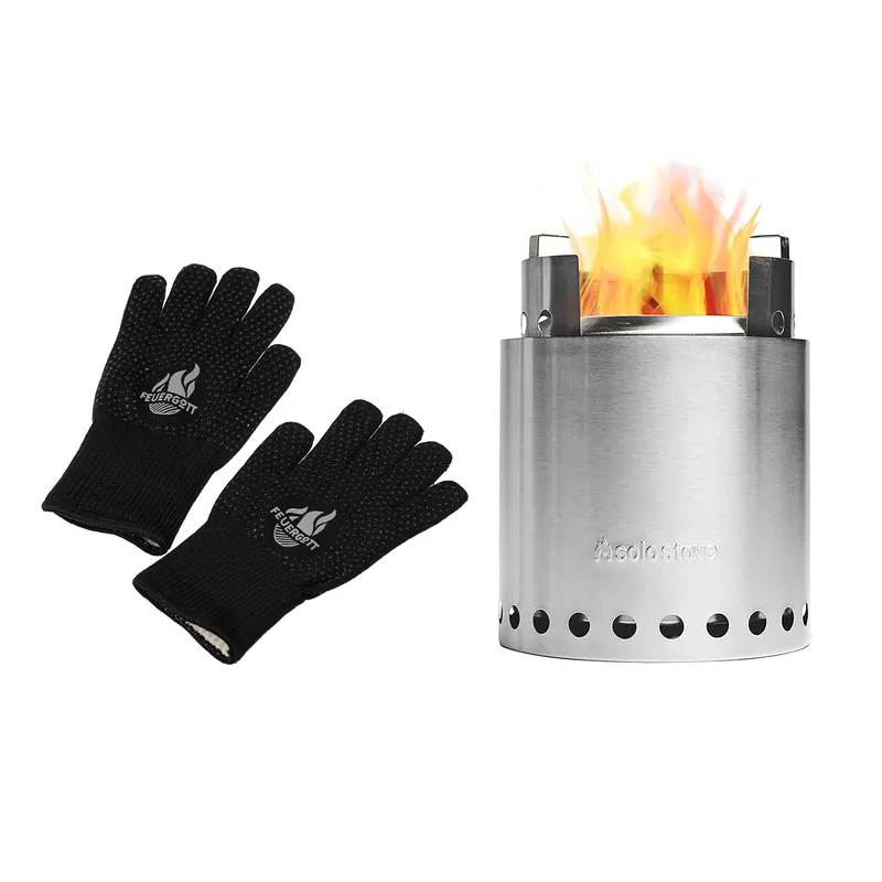Billig FEUERGOTT Grillhandschuhe silikonbeschichtet & Solo Stove Campfire Campingkocher