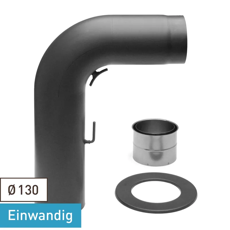 Raik Basic Rauchrohrbogen-Set 130mm gussgrau FULLFORM rund für Rauchrohr / Ofenrohr Finale Aktion