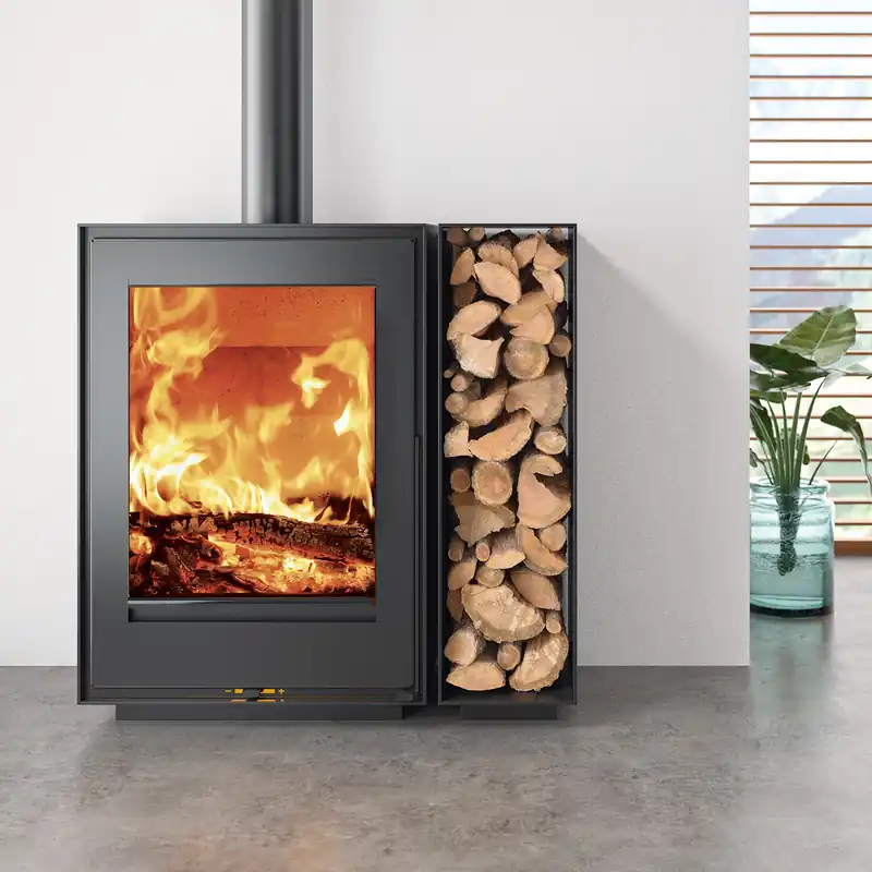 Kunst Stoves Sequoia 2.0 Kaminofen mit seitlichem Holzfach Echt