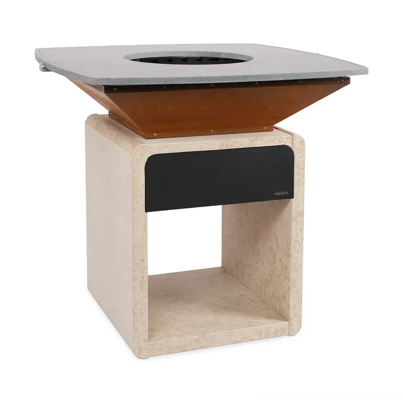 Moesta One Fireplace Naturstein Kanfanar mit Lavastein Grillplatte Expressversand