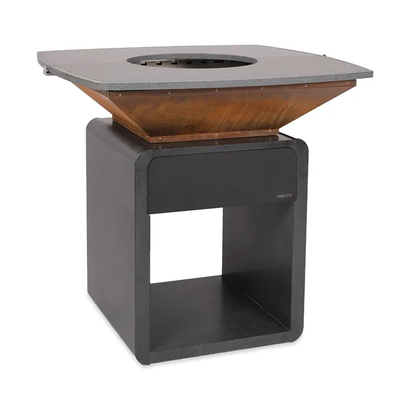 Moesta One Fireplace Naturstein Nero Assoluto mit Lavastein Grillplatte Versand Am Gleichen Tag