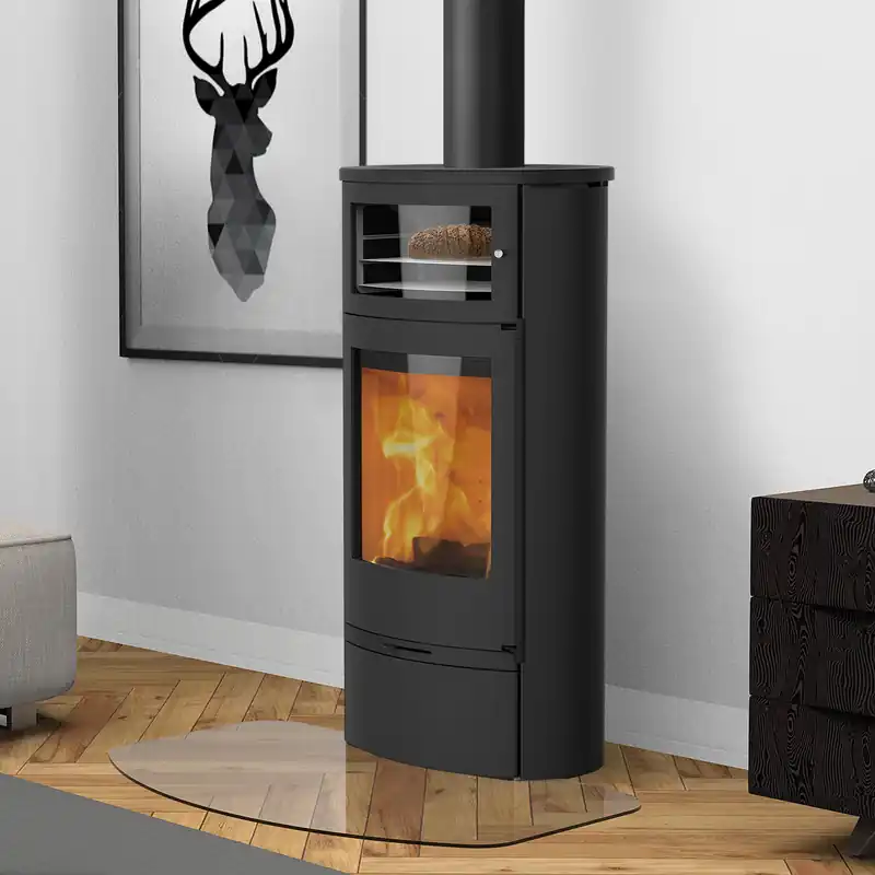 Lotus Jubilee 35 Kaminofen Schwarz mit Warmhaltefach, RR hinten od. RR oben Echt
