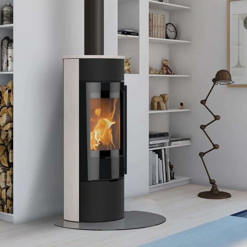 Neuheit Lotus Prestige Magic 40 Kaminofen Schwarz/ Limestone, RR hinten od. RR oben / optional Griffvarianten
