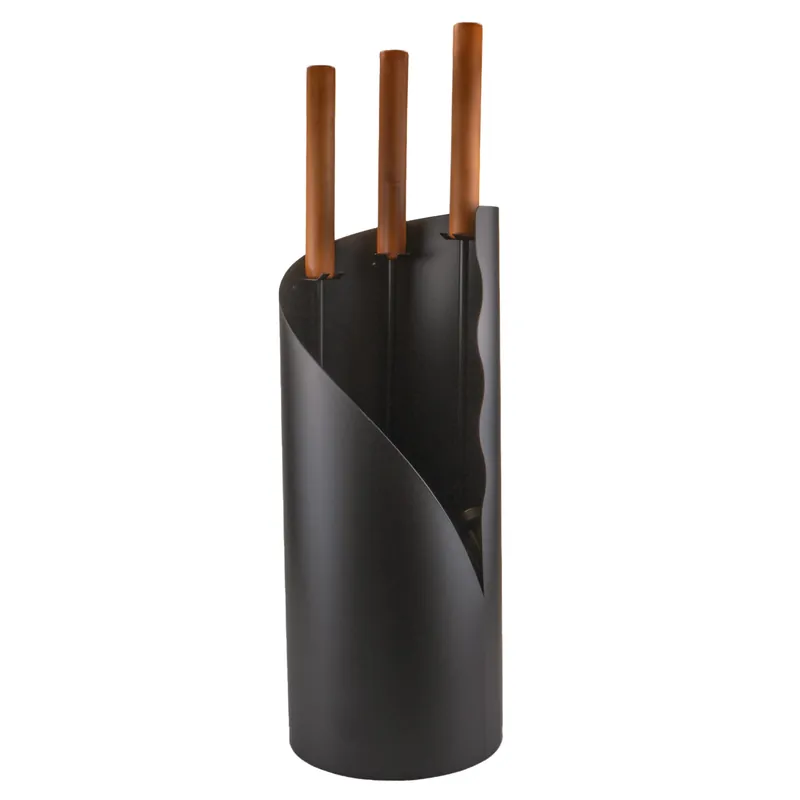 Raik Kaminbesteck Benno Set 3-teilig Schwarz mit langem Holzgriff Neue Kollektion